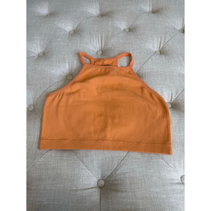 Women's Garage Orange Ribbed Halter Crop Top M
